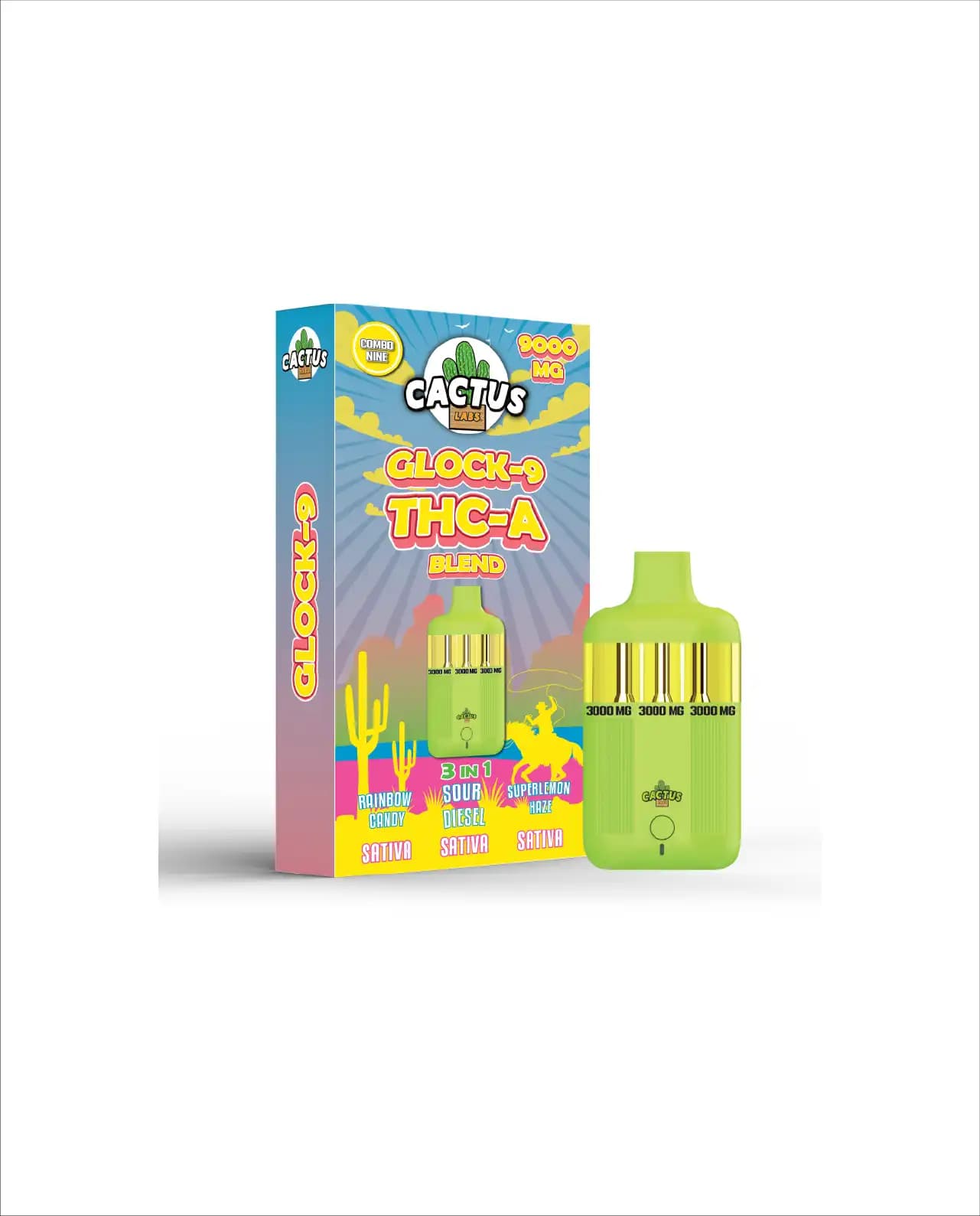 Rainbow Candy + Sour Diesel + Super Lemon Haze - Glock-9 THC-A Blend