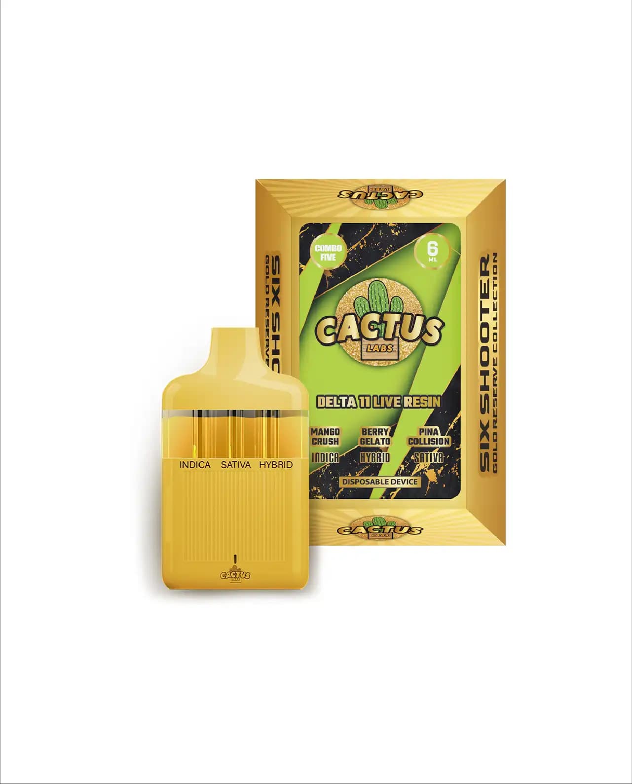 D11 Mango Crush + Berry Gelato + Pina Collision 6ml - Six Shooter Delta 11 Live Resin Gold Reserve
