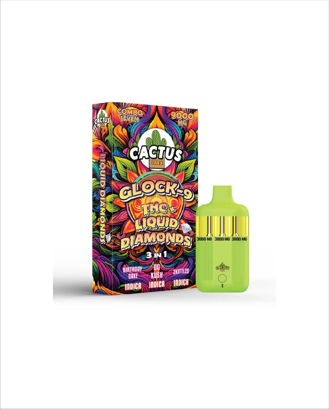 THC + BIRTHDAY CAKE + OG KUSH + ZKITTLES - Glock-9 THC+ Liquid Diamonds