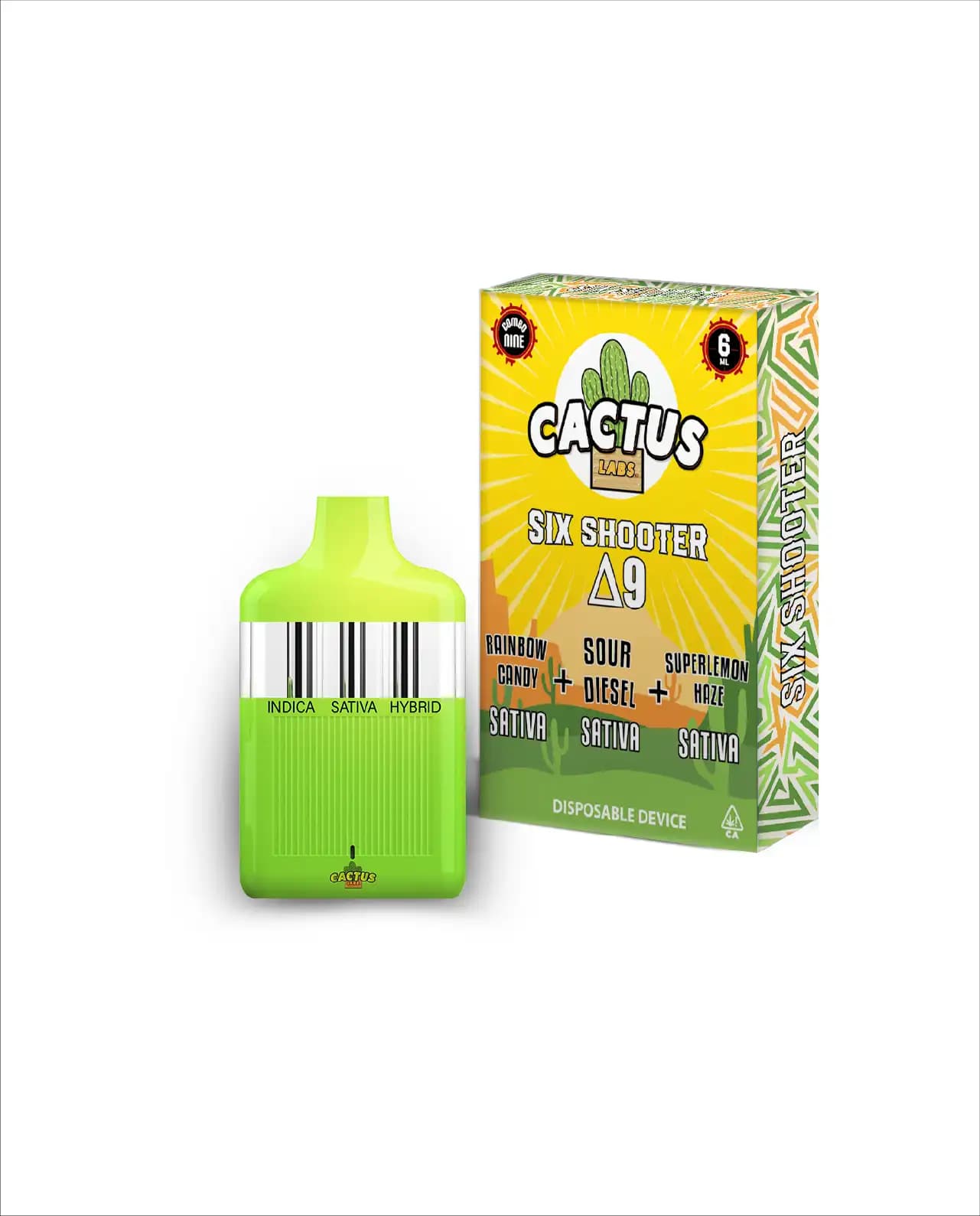 Rainbow Candy, Sour Diesel, Superlemon Haze 6ml - Six Shooter Delta 9