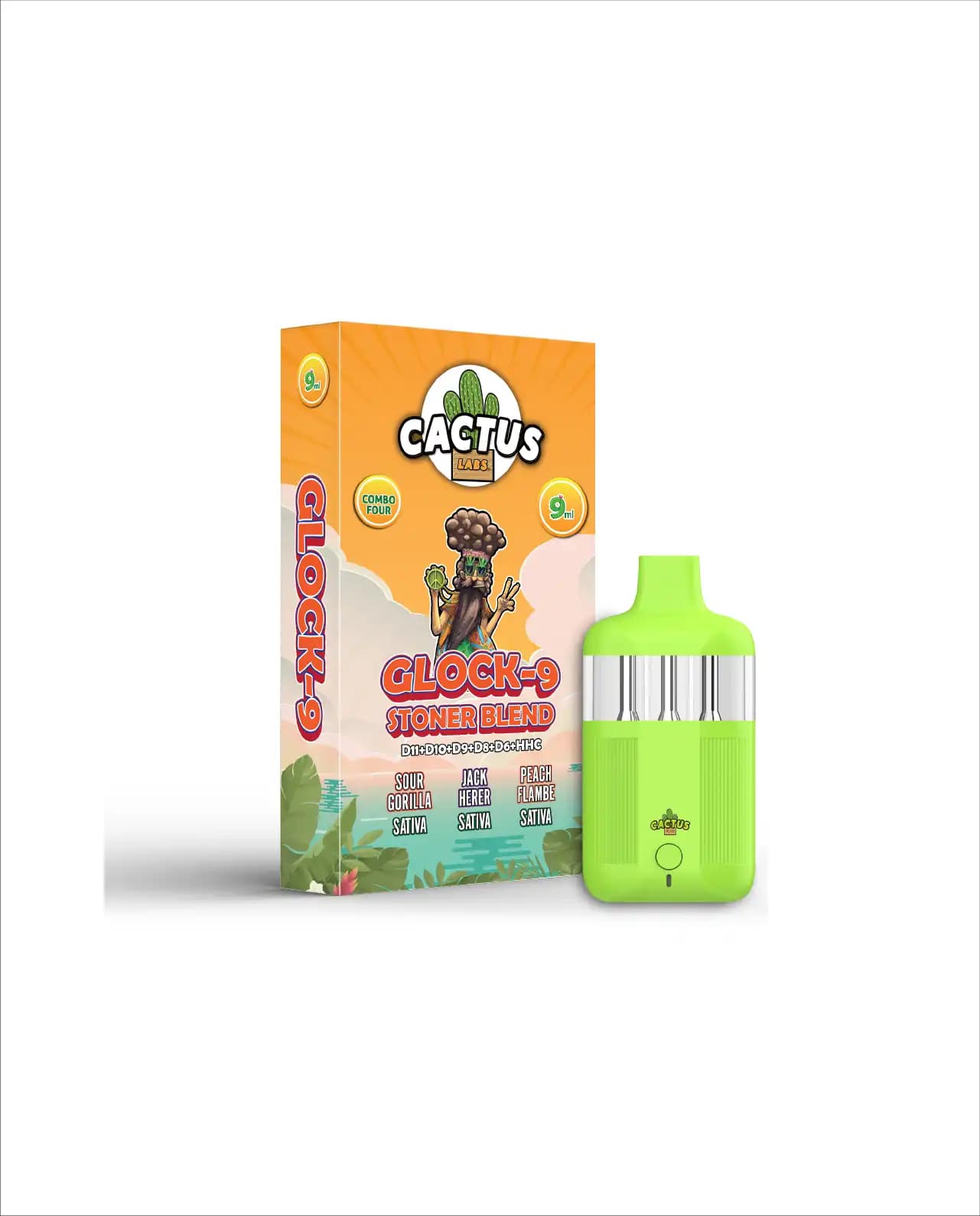 Sour Gorilla, Jack Herer, Peach Flambe -9ml - Glock-9 Stoner Blend