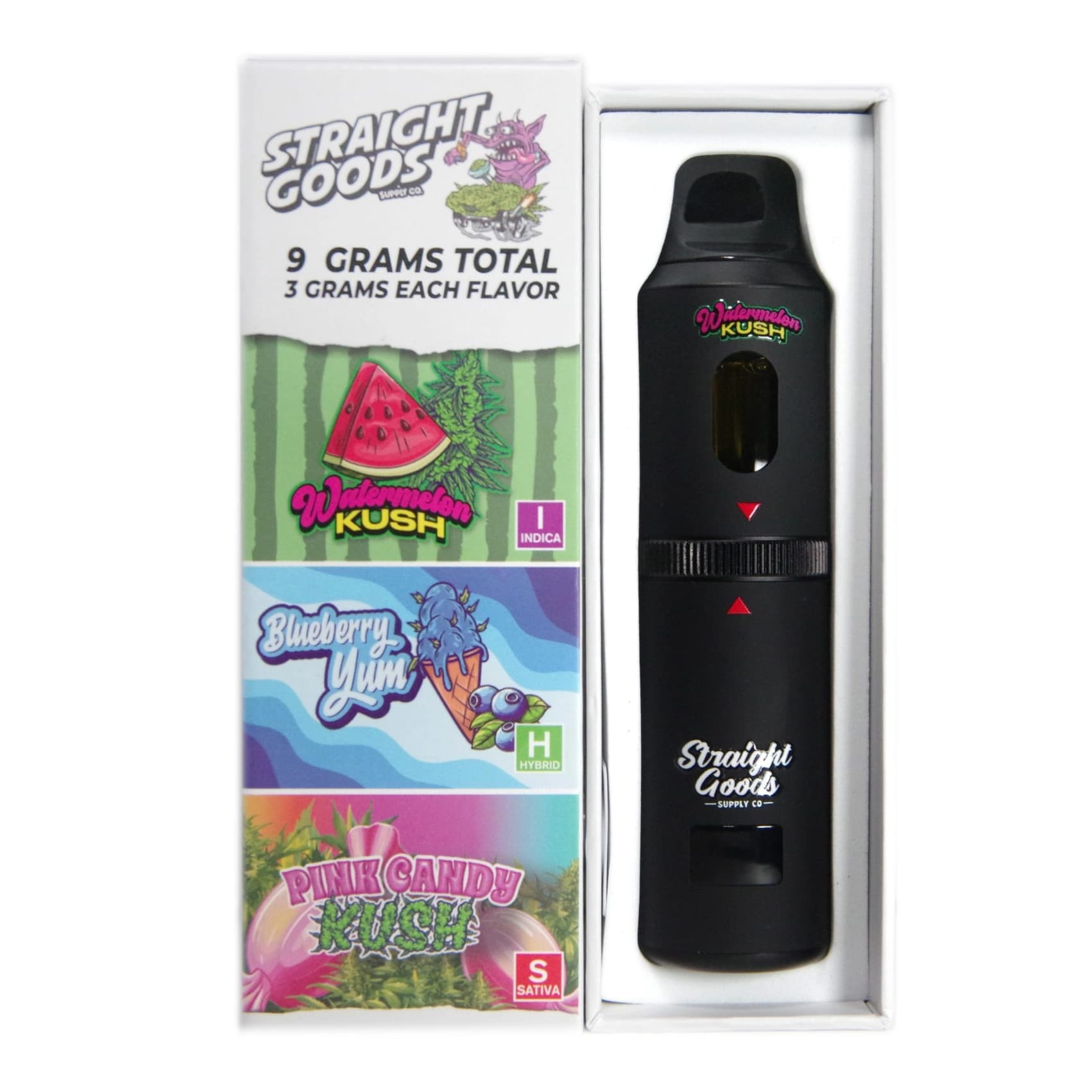 Watermelon Kush + Blueberry Yum + Pink Candy Kush - 9g Triple-Chamber