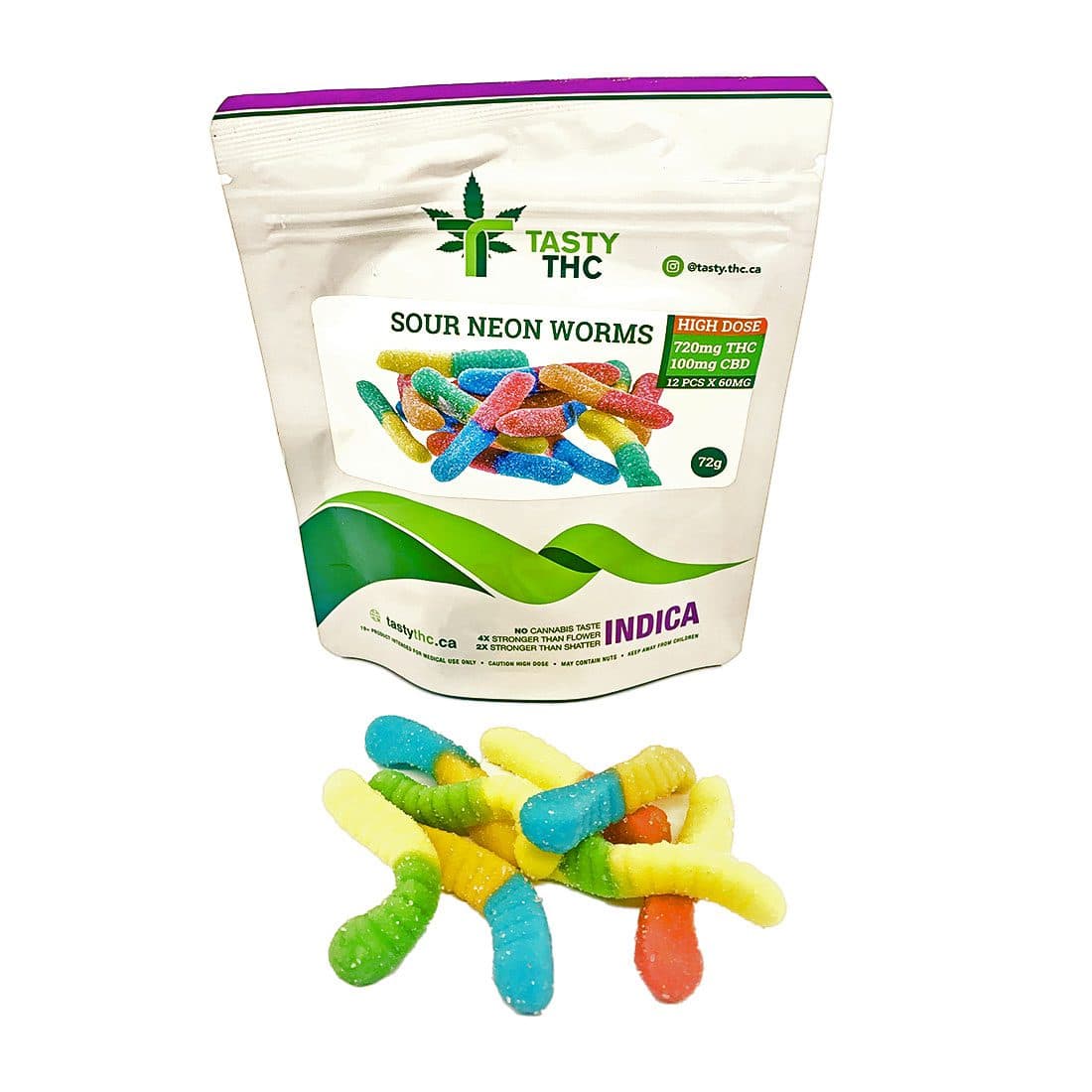 Sour Neon Worms - THC Gummies